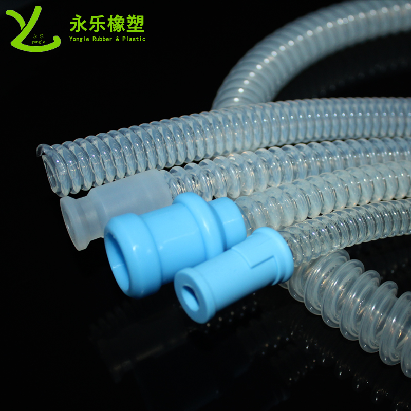 呼吸機硅膠波紋管，透明硅膠波紋管，擠出波紋硅膠管