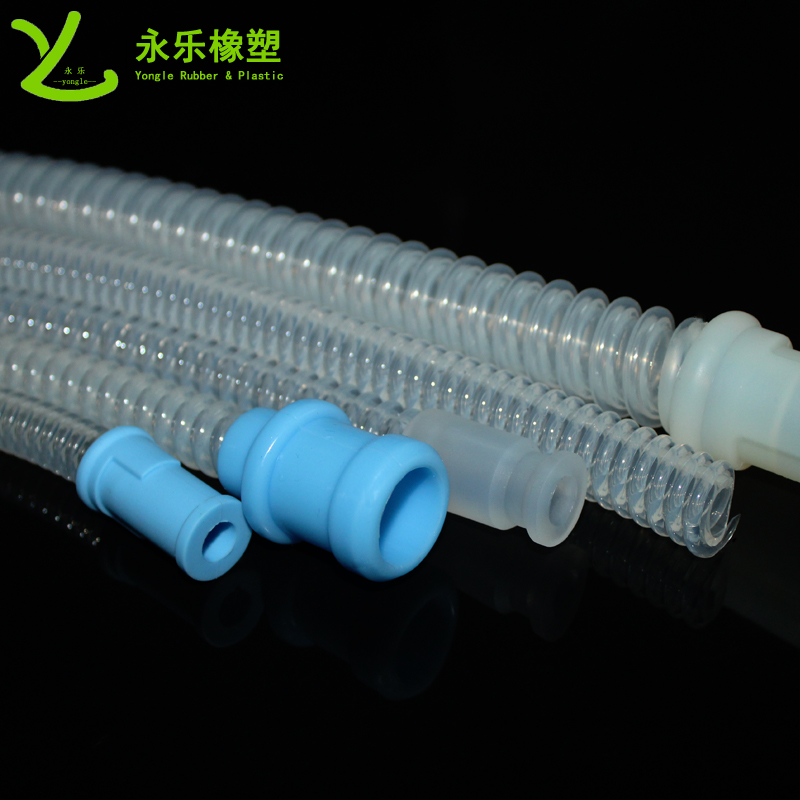 呼吸機硅膠波紋管，透明硅膠波紋管，擠出波紋硅膠管